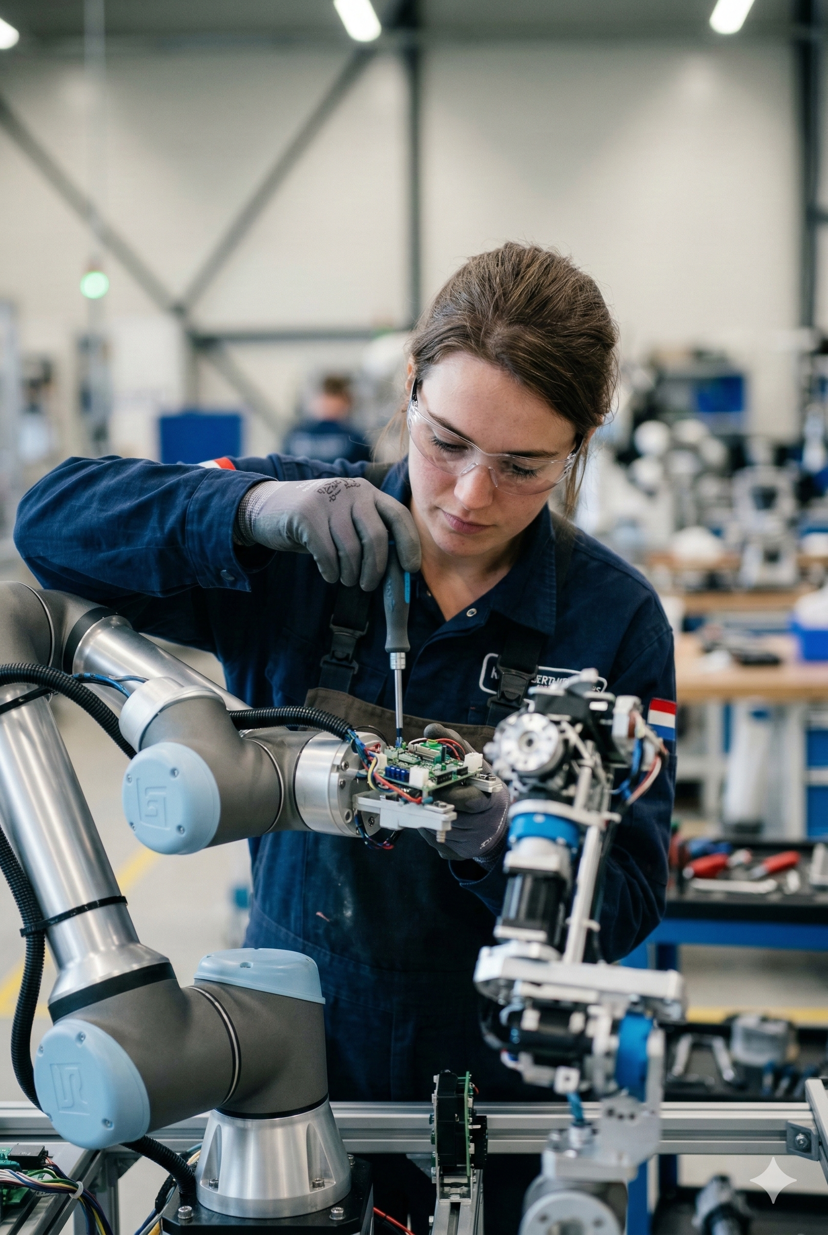je ziet hier een vrouw die in de WTB & Mechatronica werkt.