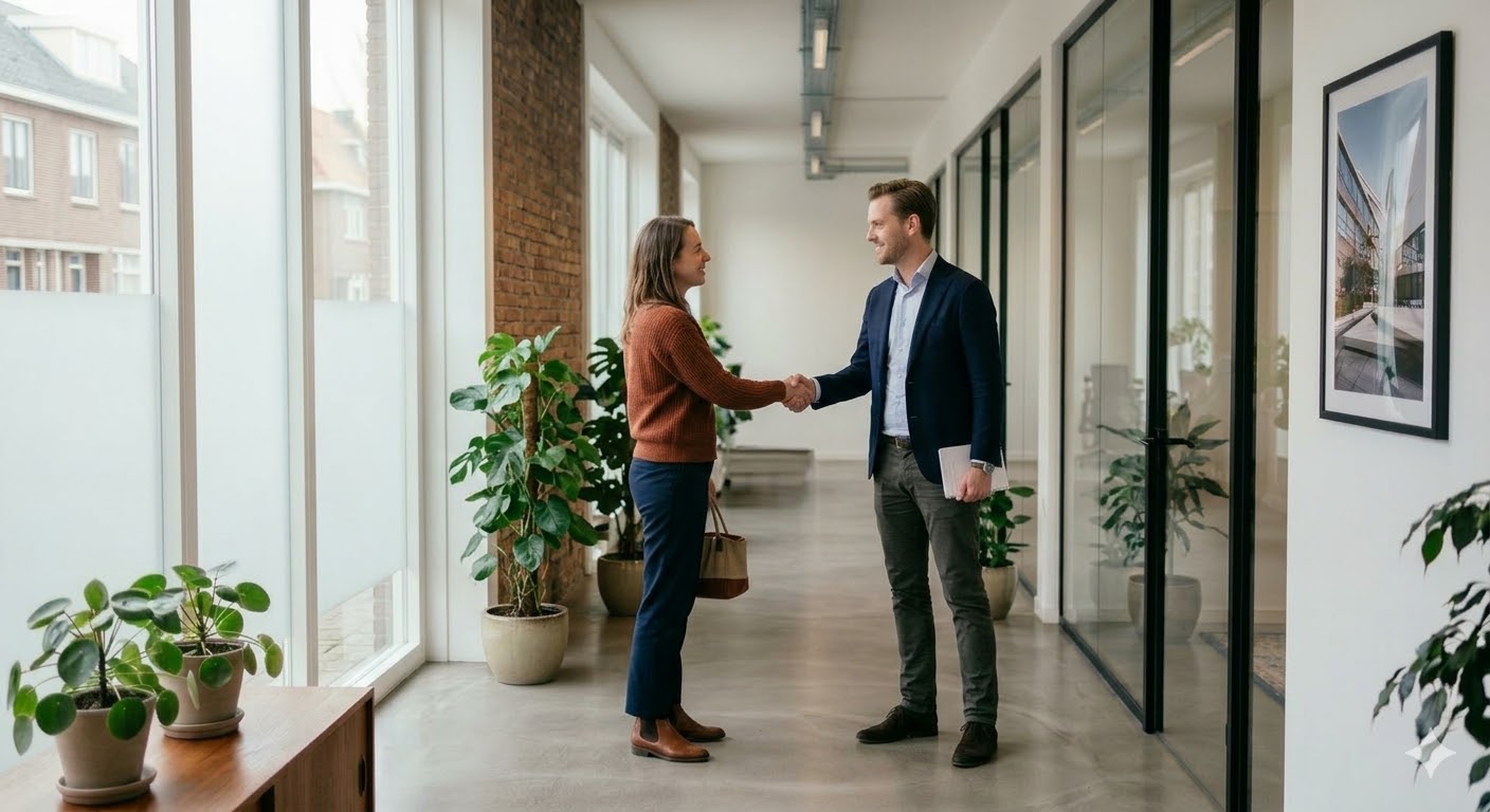 2 personen die de handen schudden