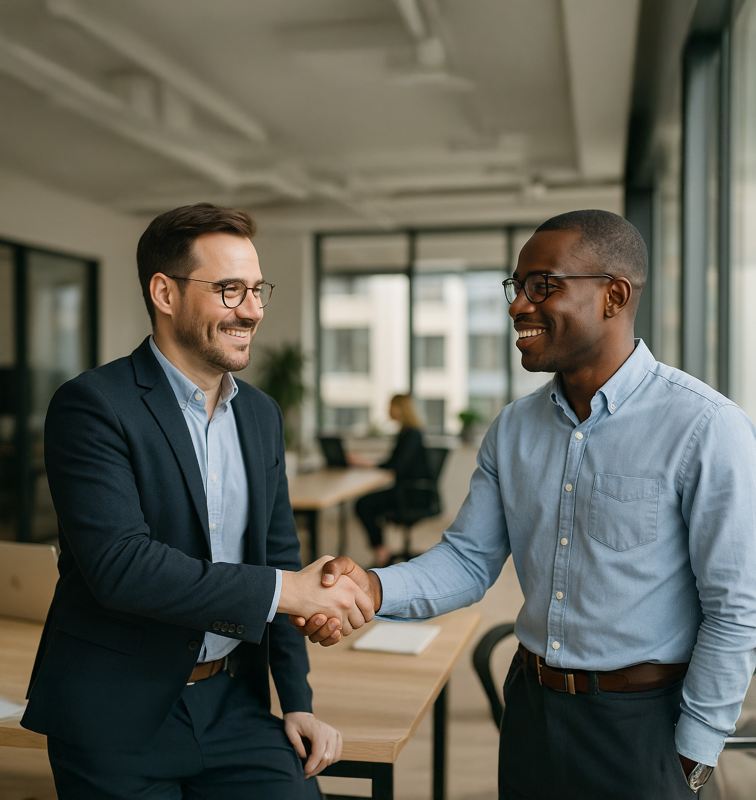 2 mensen die elkaar de hand schudden in het vakgebied commercieel