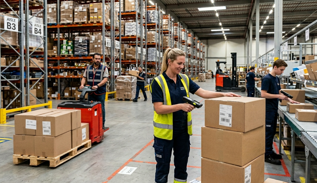 Logistiek medewerkers aan het werk in het magazijn