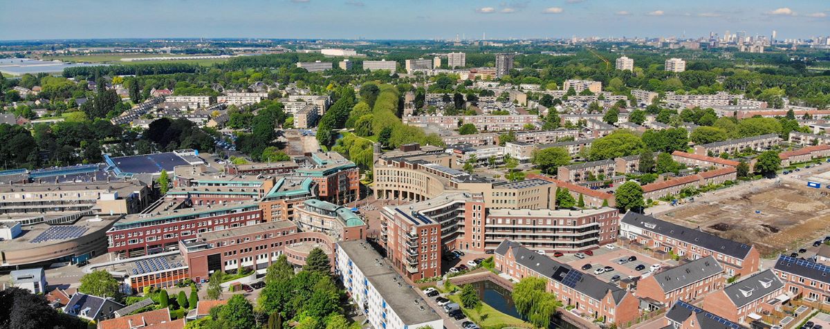 Het bovenaanzicht van het dorp Ridderkerk. Te zien is het centrum.