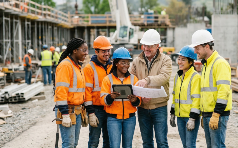je ziet hier een werkgever en werknemers. de werkgever heeft een goede band met de werkgevers. hierdoor is hij een goede werkgever voor generatie Z