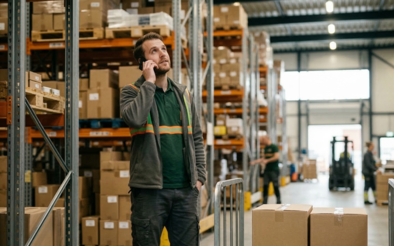 je ziet hier iemand die aan het bellen is op werk