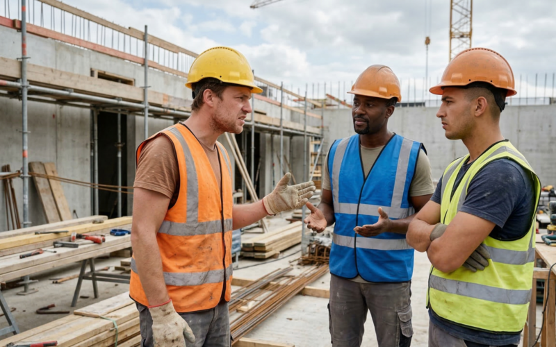 je ziet hier collega's die niet goed met elkaar om kunnen gaan en een woordenwisseling hebben
