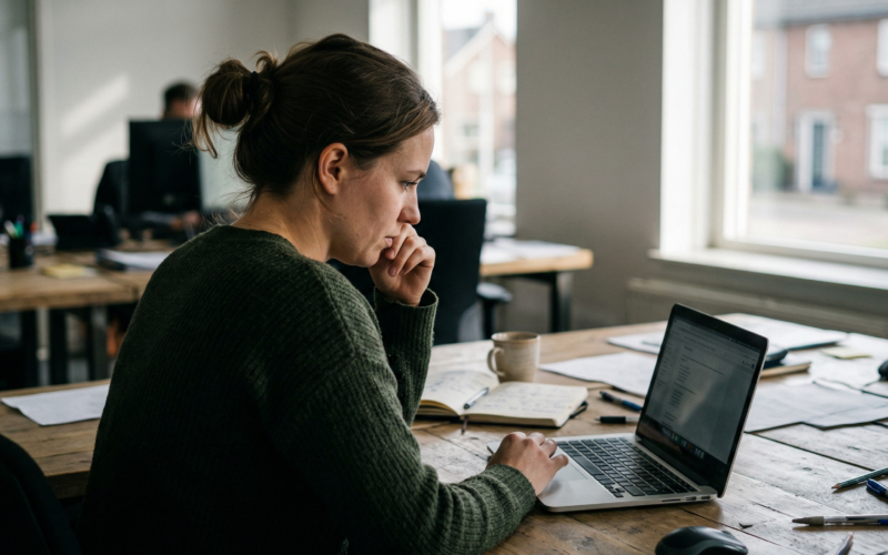 je ziet hier een vrouw die aan het werken is aan haar persoonlijke groei, en dus aan het ontwikkelen is.