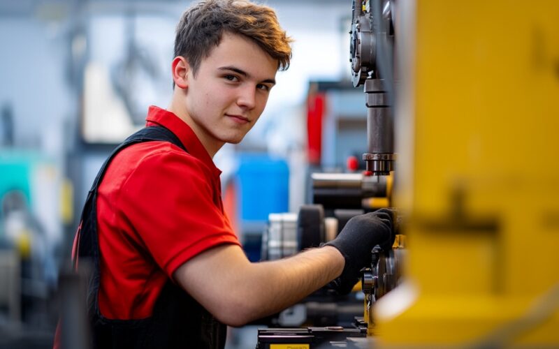 Man is aan het werk.