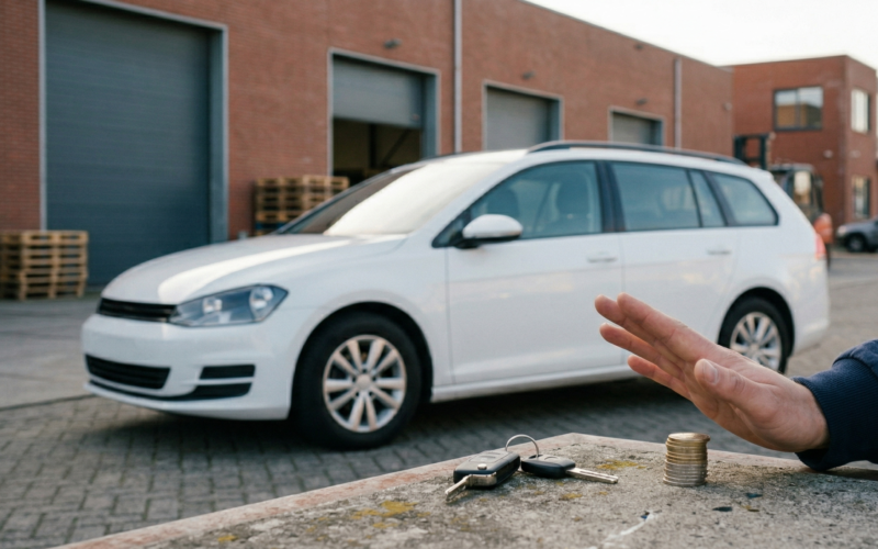 je ziet hier een auto en sleutels en geld. dit betekent dat de verplichte kilometerregistratie vervalt.