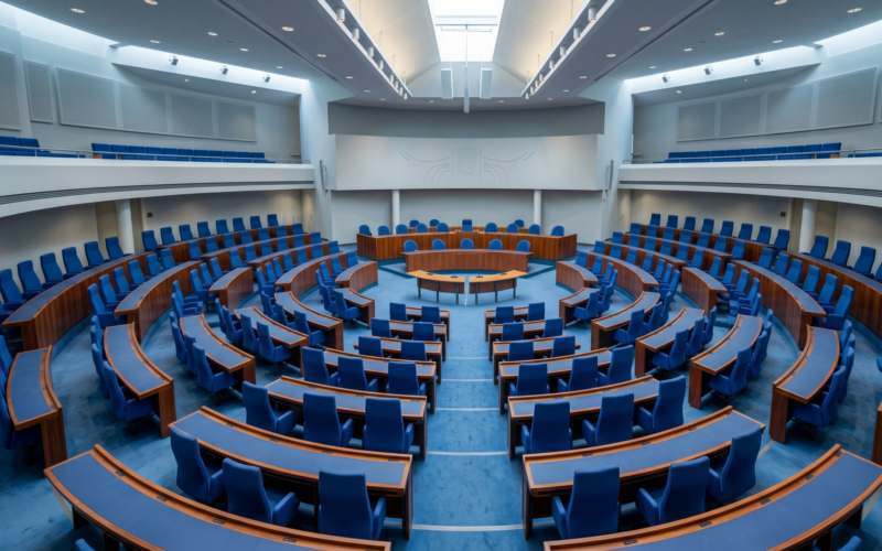 je ziet hier zetels zoals je ook in de 2de kamer hebt. het gaat hier over politieke ideeen.