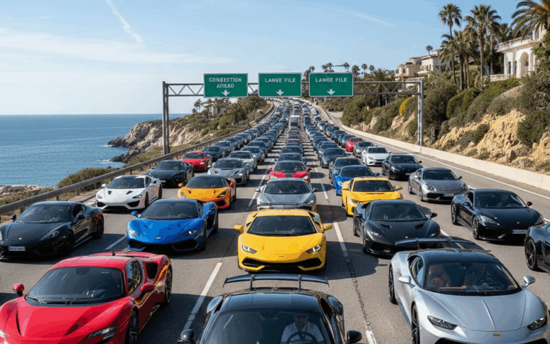 File van sportauto's