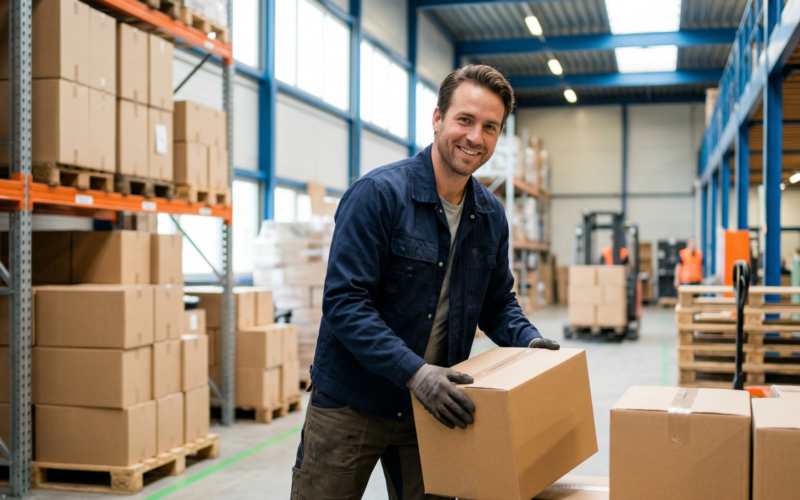 je ziet hier een loods medewerker die aam het werk is en een uitzendkracht is