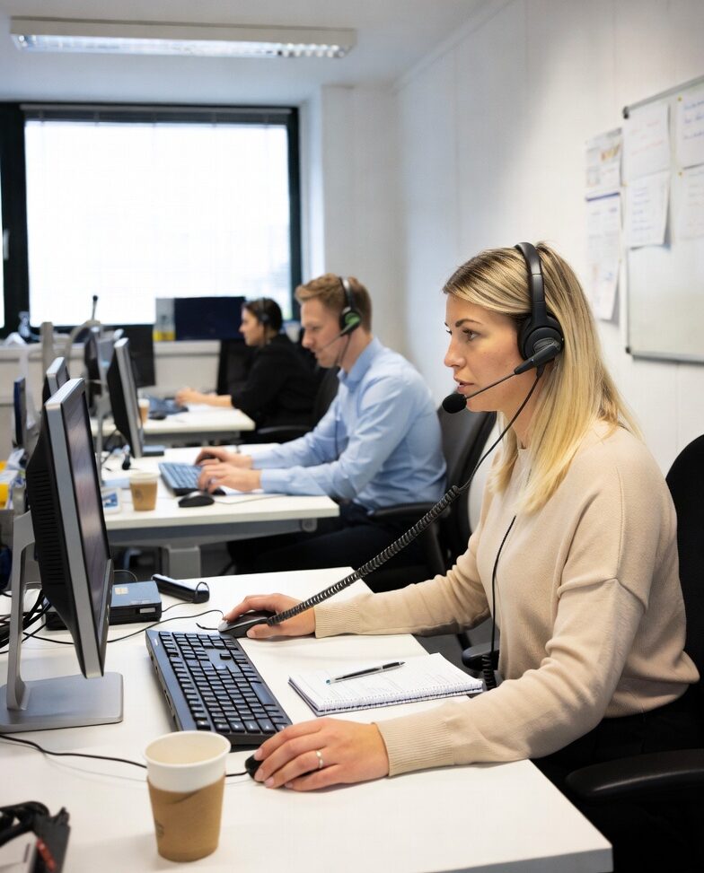 een commercieel medewerker binnendienst in gesprek