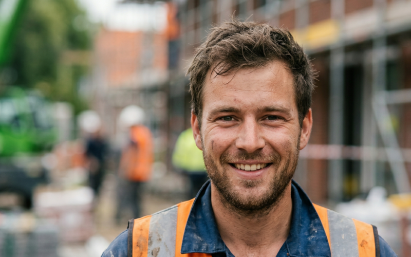 je ziet hier een man die werkzaam is in de bouw. hier is hij namelijk goed in! zo is iedereen uniek en goed in bepaalde dingen