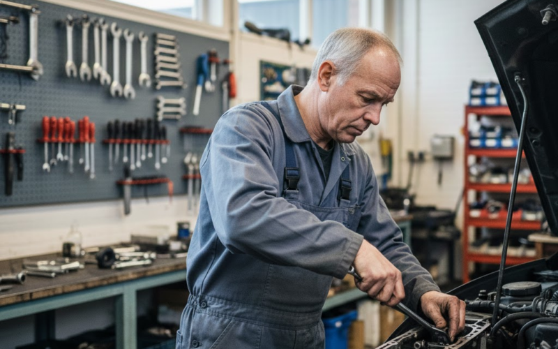 oude man sleutel monteur vergrijzing