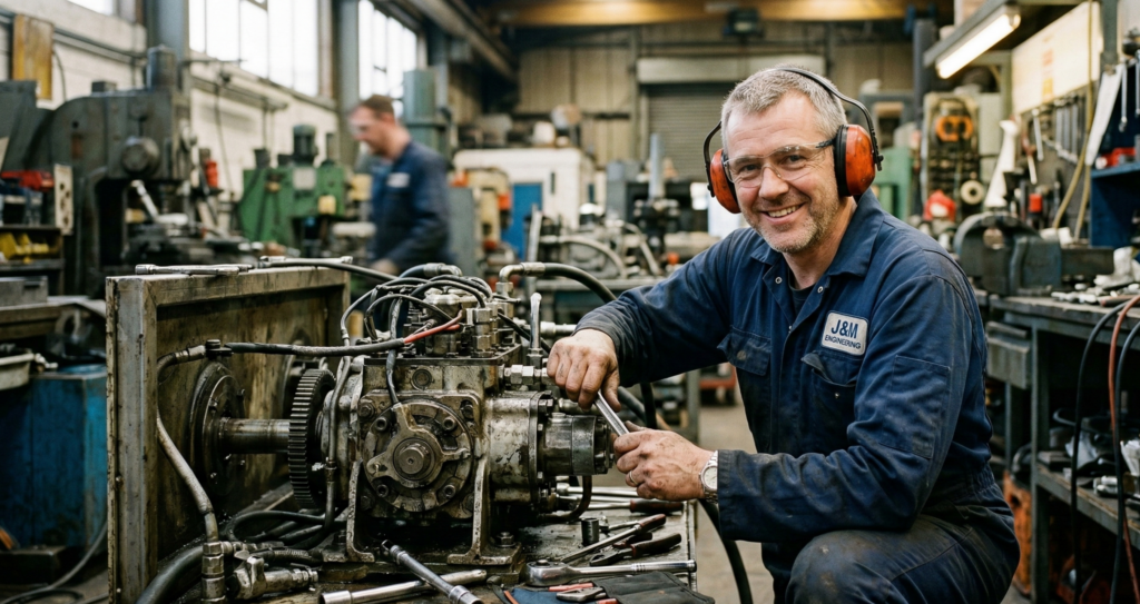 je ziet hier iemand die in een vakgebied werkt waar hij plezier heeft