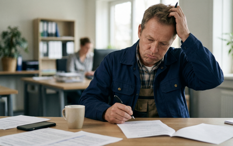 Een man tekent zijn relatiebeding