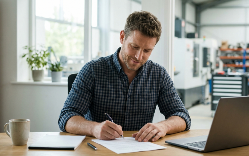 Een man tekent zijn contract