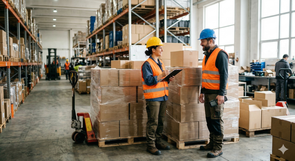 2 mensen werken in de logistiek
