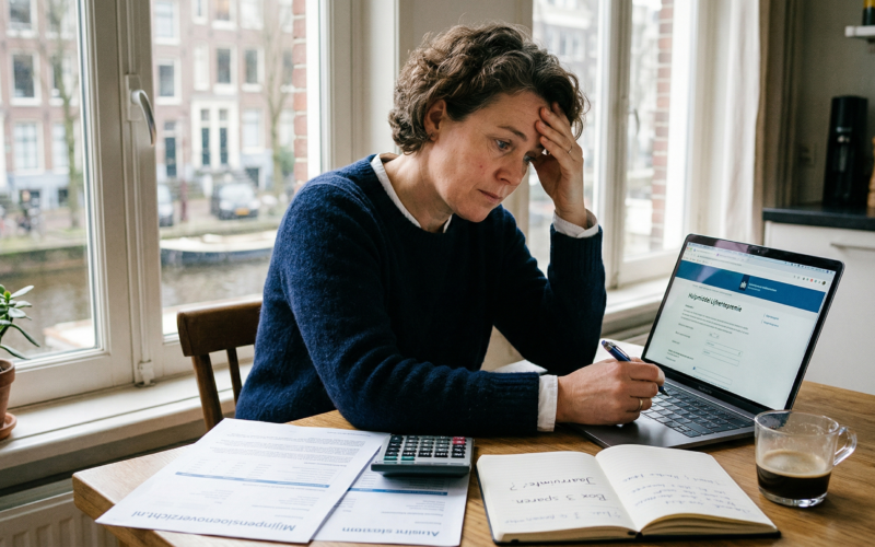 Een vrouw berekend haar pensioengat
