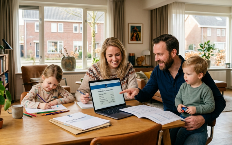 Mensen zoeken hun toeslagen uit.