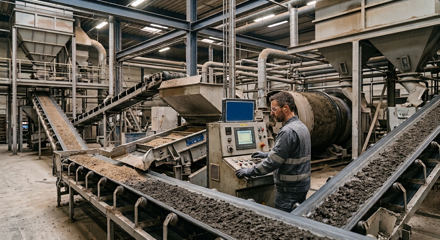 Een productiemedewerker aan het werk met machines