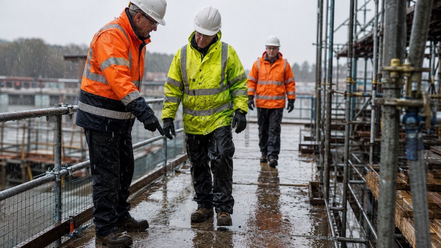 Van natte sokken tot gladde steigers: veilig werken in de regen