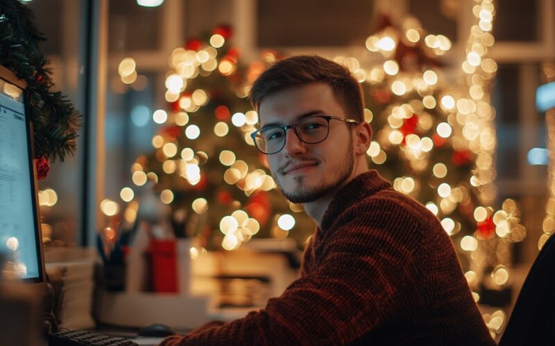 Werknemer tijdens kerst