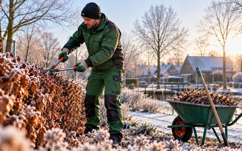 Hovenier in de winter
